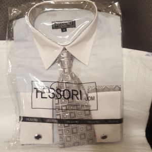 TESSORI (M) BLUE STRIPE DRESS  SHIRT NEW